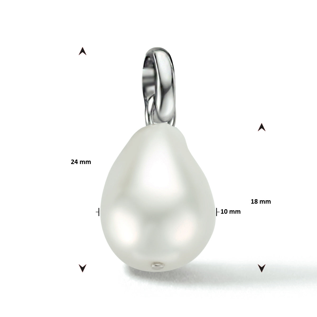 hanger parel zilver gerhodineerd