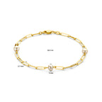 Armband Büroklammer 2,7 mm und Perlen 18,5 cm 14K Gelbgold