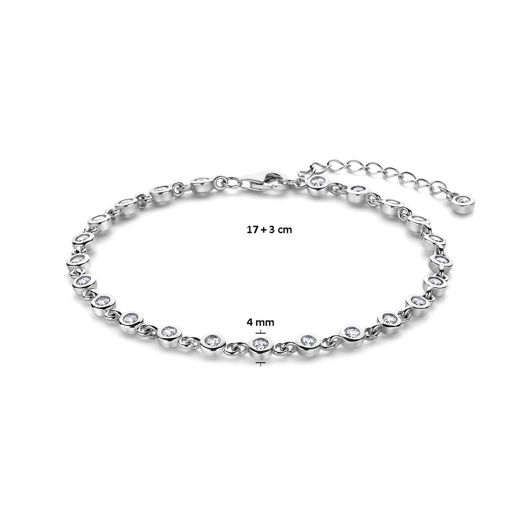 Armband Zirkonia 17 + 3 cm Silber rhodiniert