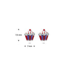 Ohrstecker Emaille Cupcake 7,5 mm rhodiniertes Silber