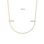 combi-collier en paperclip ronde buis 40 + 5 cm 1 micron zilver verguld (geel)