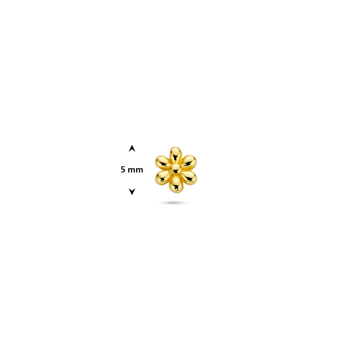flat back piercing bloem 5 mm 1 micron zilver verguld (geel)