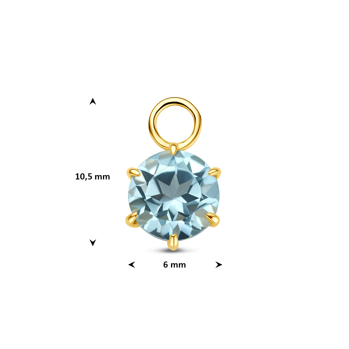 oorringhanger topaas 10,5 mm 14K geelgoud