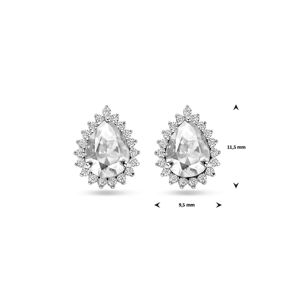 Ohrstecker Zirkonia Halo 11,5 mm Silber rhodiniert