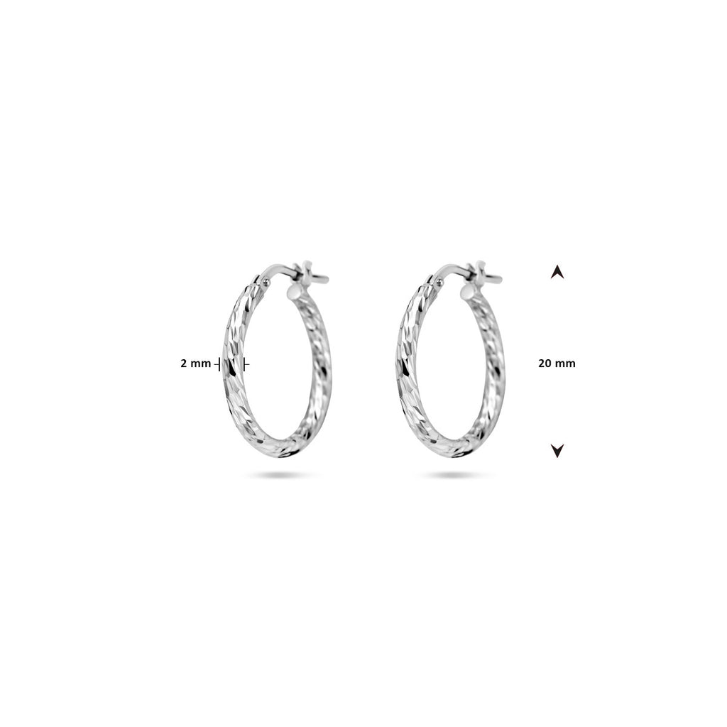 oorringen gediamanteerd 2,0 mm zilver gerhodineerd