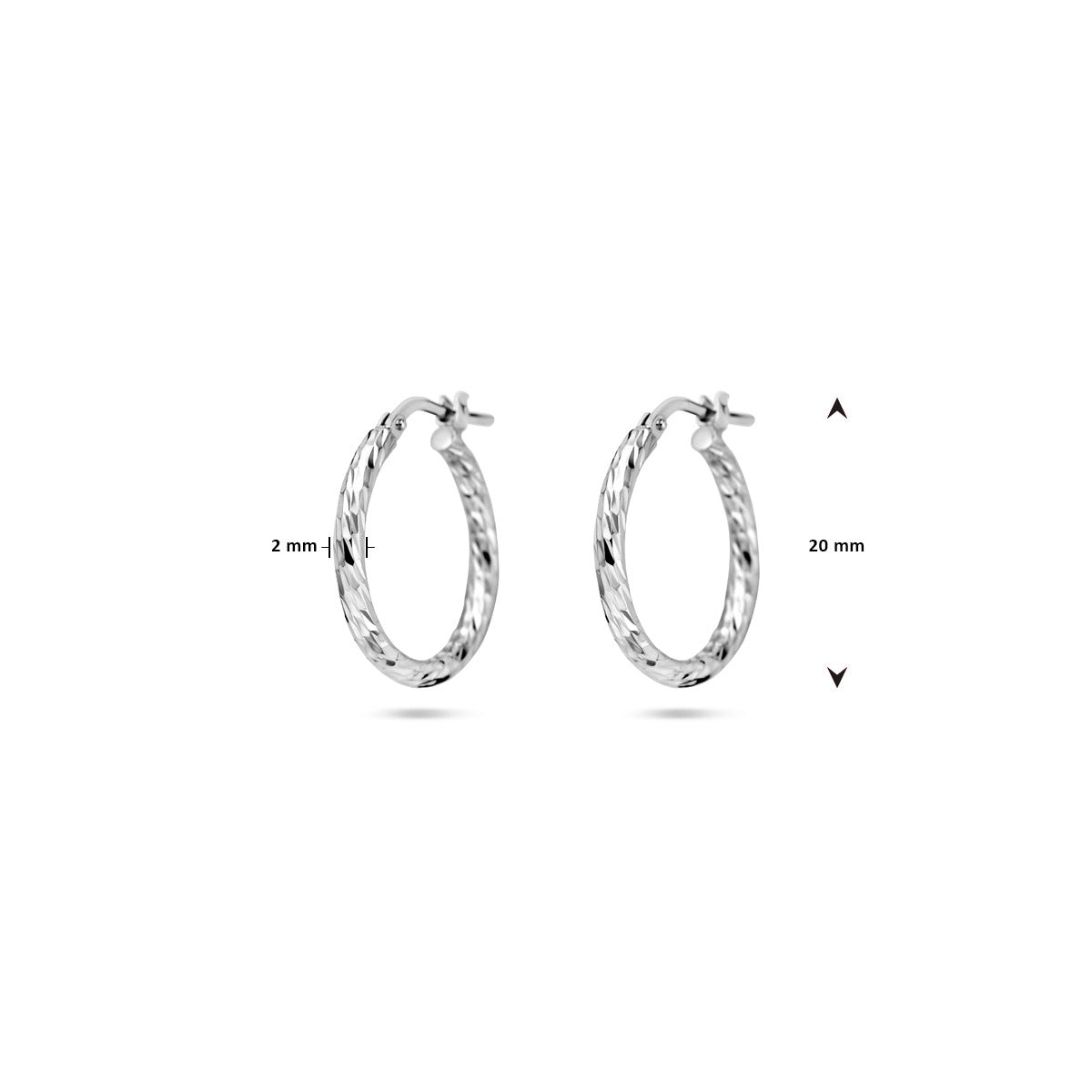 oorringen gediamanteerd 2,0 mm zilver gerhodineerd
