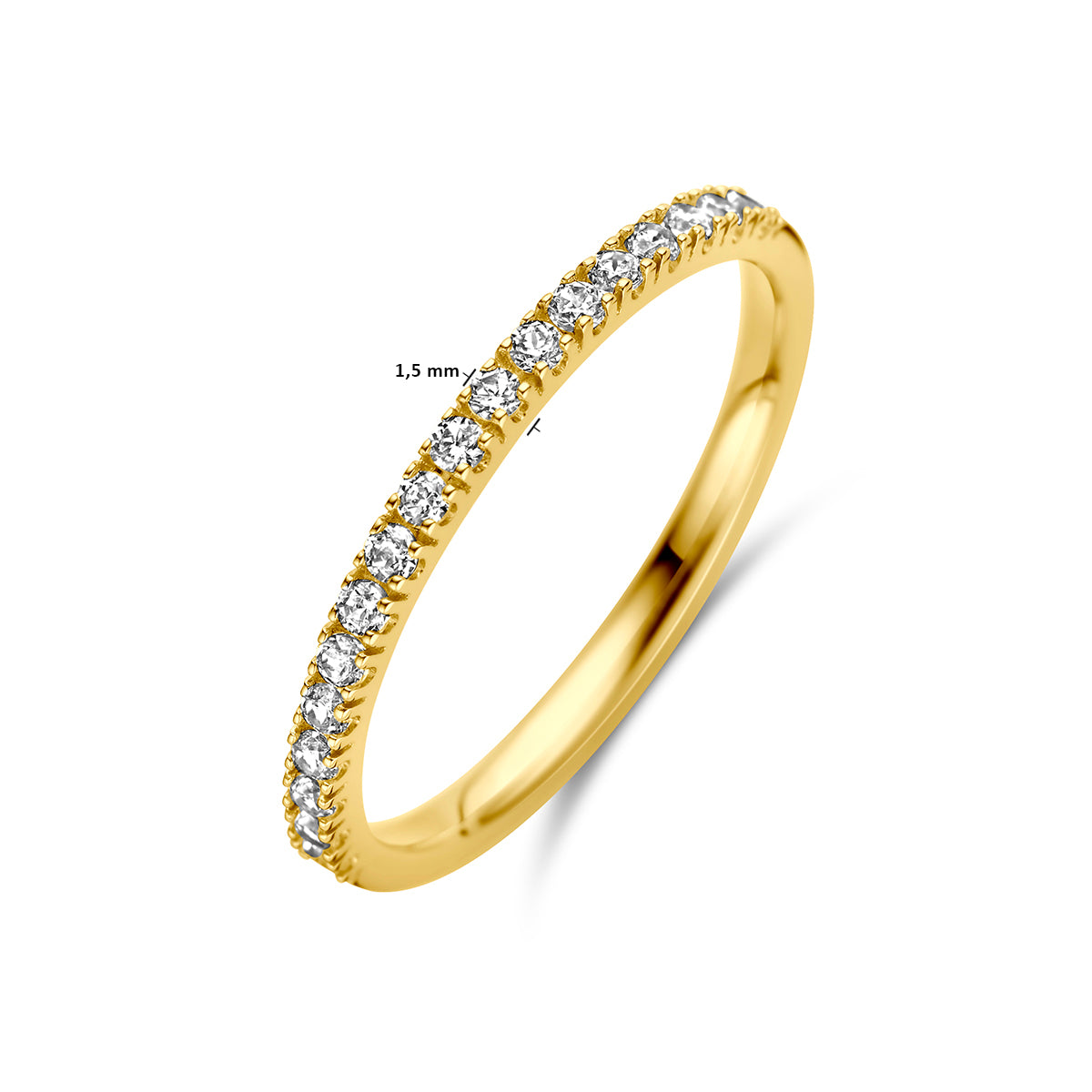 ring met geboortesteen zirkonia april 14K geelgoud