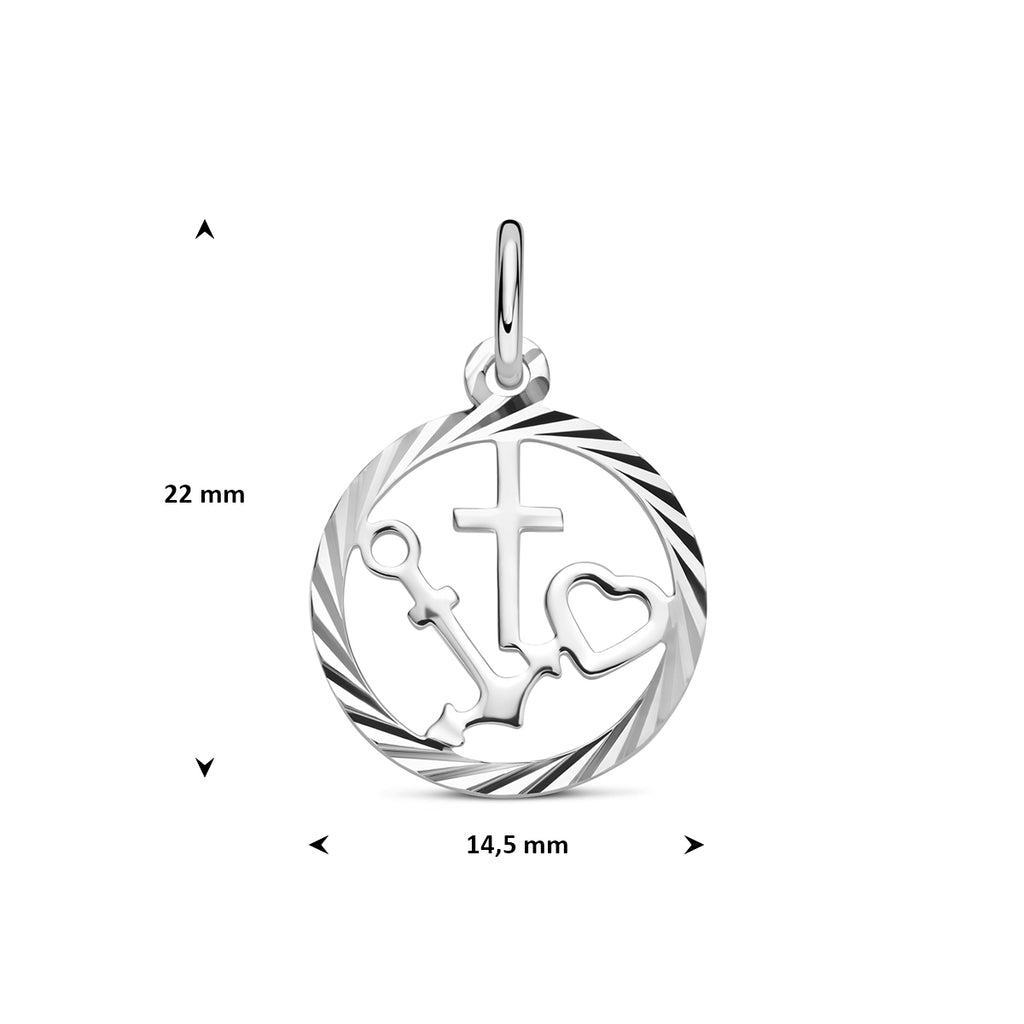 hanger geloof, hoop en liefde gediamanteerd zilver wit