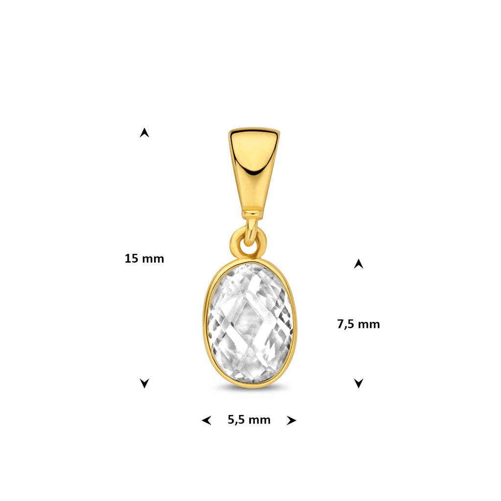 9k hanger zirkonia ovaal 7,5 mm 9K geel - ovaal