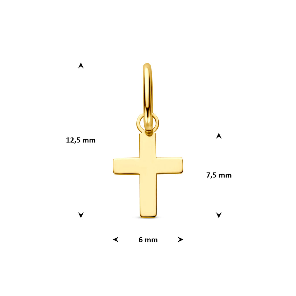 hanger kruis 7,5 mm 14K geelgoud