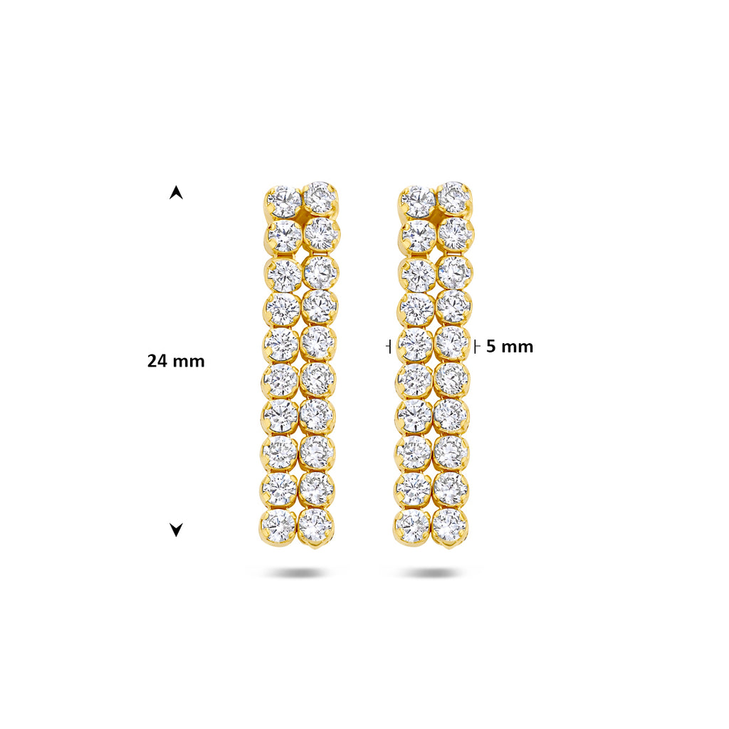 oorhangers zirkonia 24 mm 1 micron zilver verguld (geel)