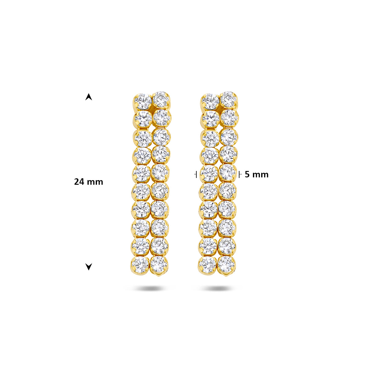 oorhangers zirkonia 24 mm 1 micron zilver verguld (geel)