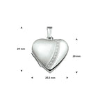 medaillon hart poli/mat 20 mm zilver wit