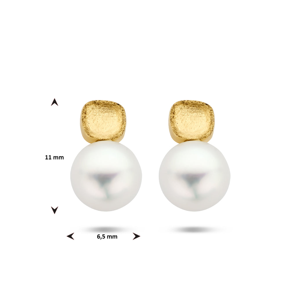Ohrstecker Perle gekratzt 14K Gelbgold