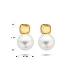 Ohrstecker Perle gekratzt 14K Gelbgold