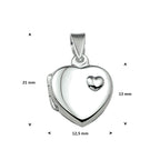 medaillon hart 13 mm zilver wit