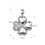 hanger klavertje zirkonia 11,5 mm zilver gerhodineerd