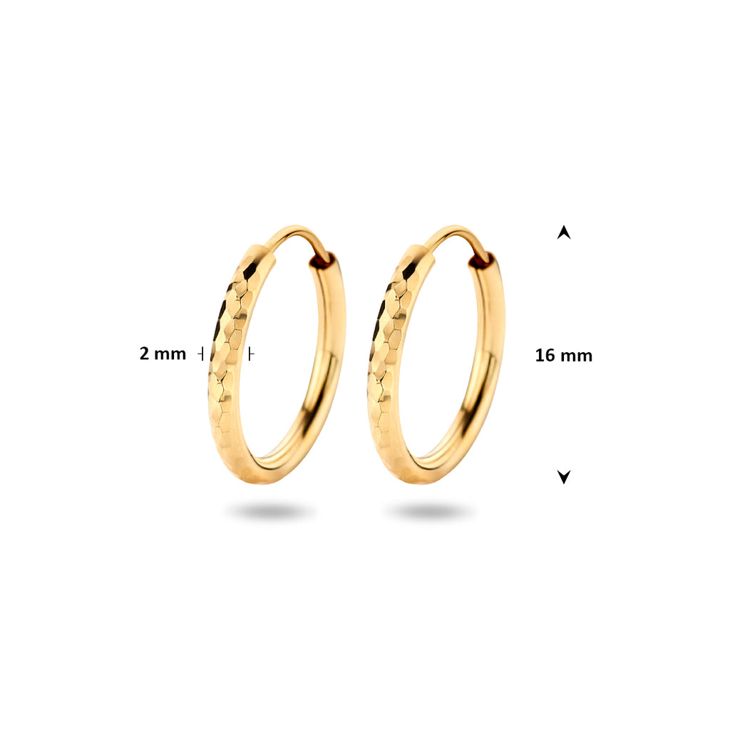 Ohrringe runder Rohr gefasst 16 mm 14K Gelbgold