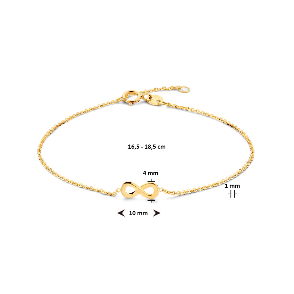 Armband Infinity 16,5 - 18,5 cm 14K Gelbgold