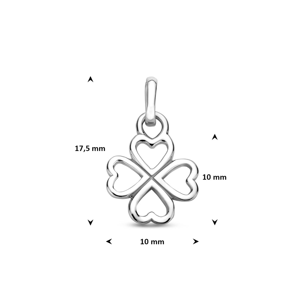 hanger klavertje 10 mm zilver gerhodineerd