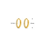 klapoorringen zirkonia 10 mm 14K geelgoud