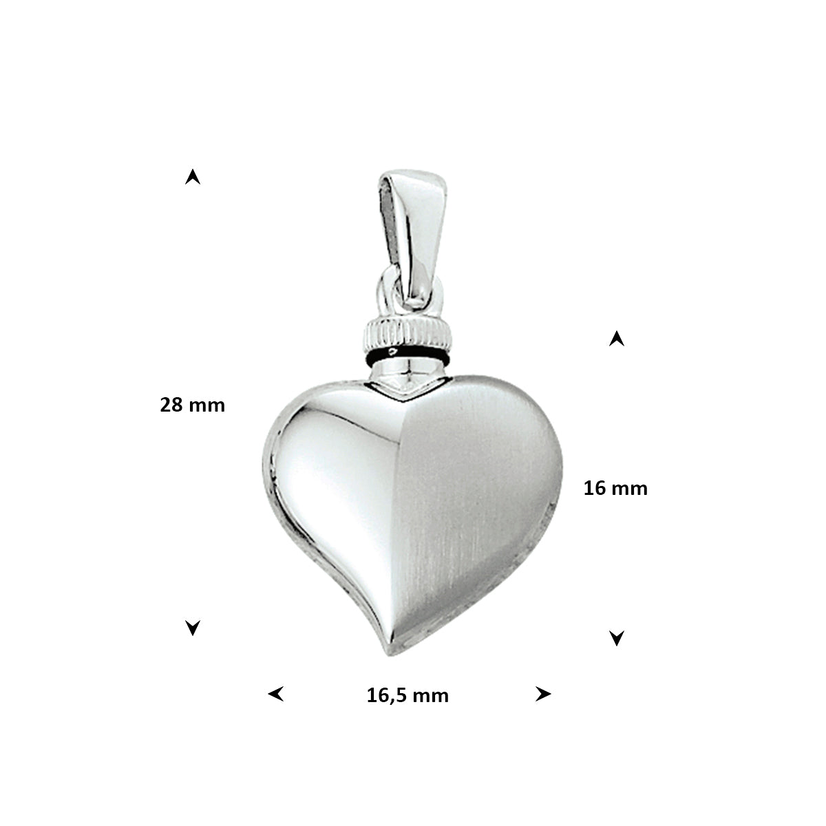urnhanger hart poli/mat 16 mm zilver gerhodineerd