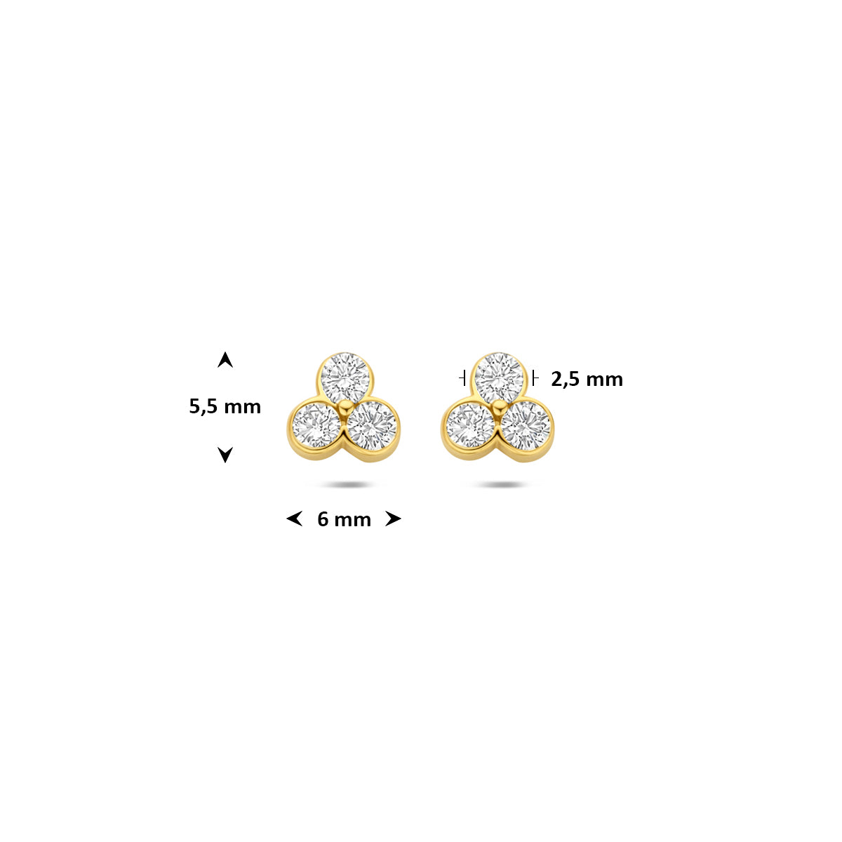 oorknoppen lab grown diamant 0.52ct (2x 0.26ct) f vs 5,5 mm 14K geelgoud