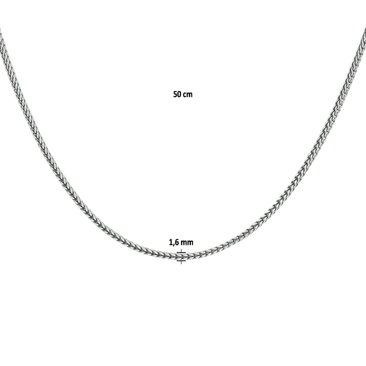 Halskette Oxi Fuchsschwanz 1,6 mm Silber oxidiert