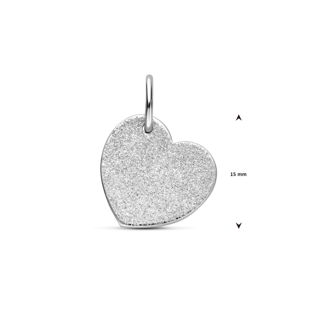 Gravuranhänger Herz Glitzer diamantgeschliffen 20 mm Silber rhodiniert