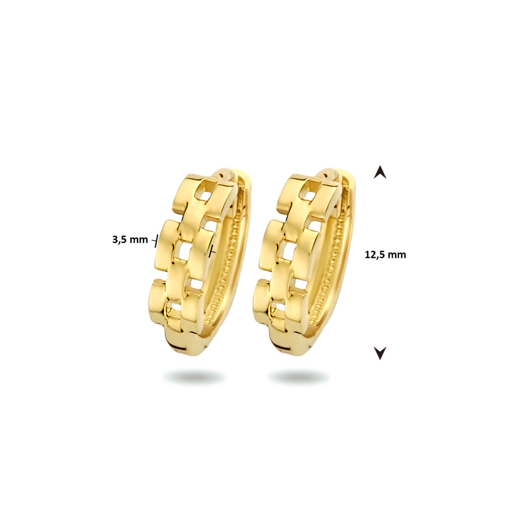 klapoorringen schakelmotief 14K geelgoud