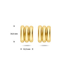 stekeroorringen 14,5 mm 1 micron zilver verguld (geel)