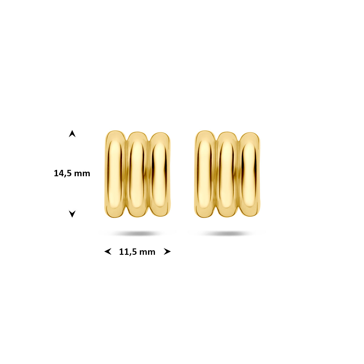 stekeroorringen 14,5 mm 1 micron zilver verguld (geel)