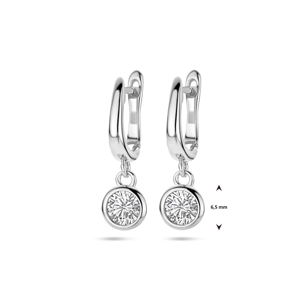 klapoorringen zirkonia 23 mm zilver gerhodineerd