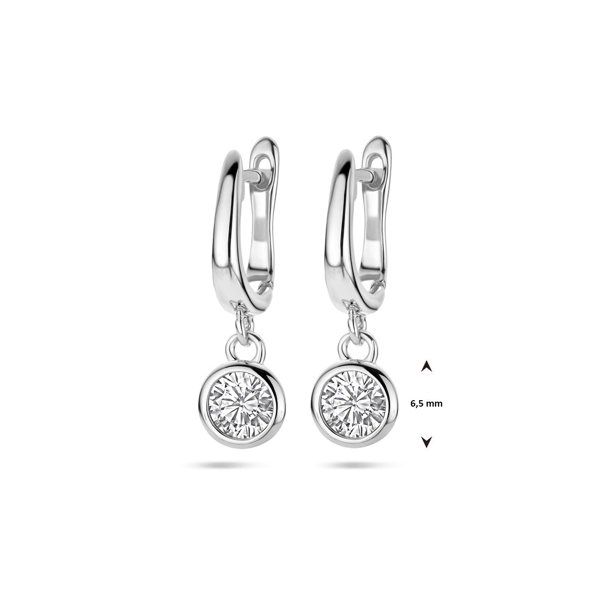 klapoorringen zirkonia 23 mm zilver gerhodineerd