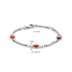 armband lieveheersbeestje emaille 11 - 13 cm zilver gerhodineerd