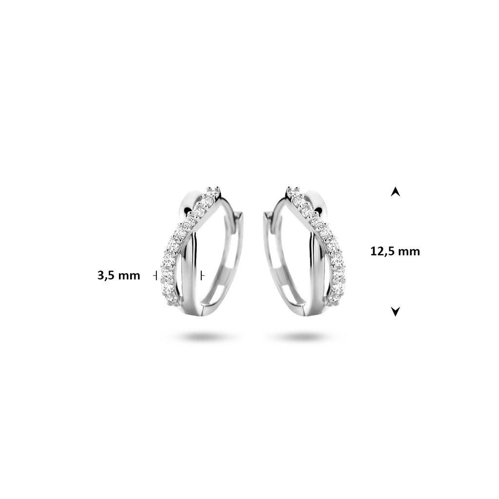 klapoorringen zirkonia 12,5 mm 14K witgoud