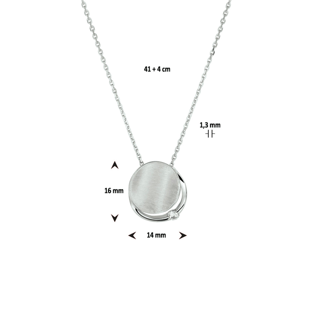 Halskette Zirkonia Poly/matt 41 + 4 cm Silber rhodiniert