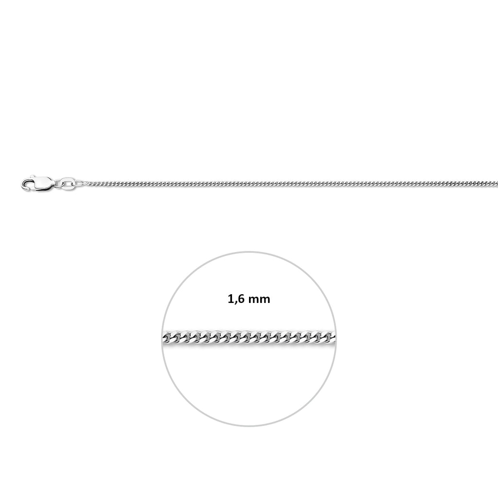 Gourmetkette 1,6 mm Silber rhodiniert