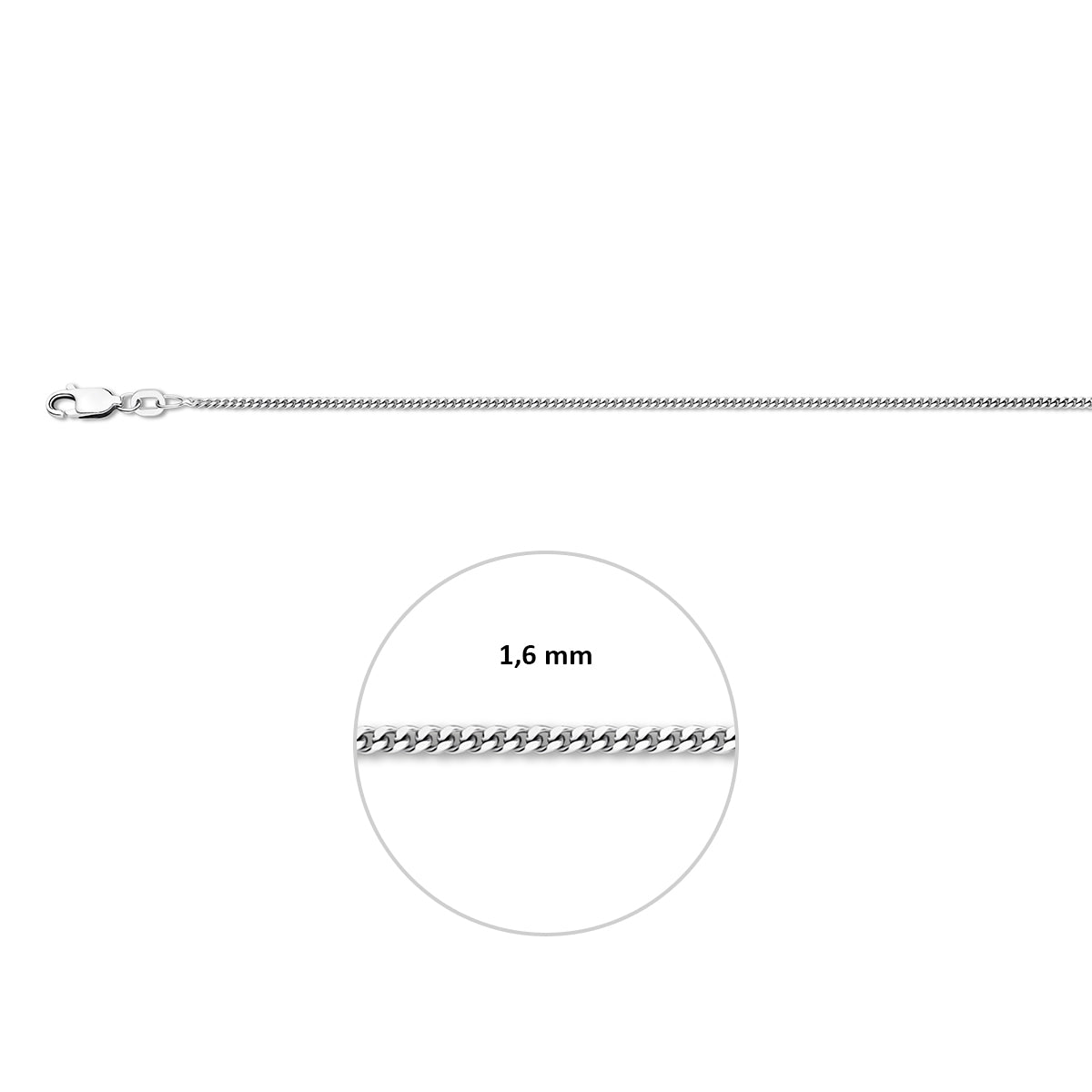 Gourmetkette 1,6 mm Silber rhodiniert
