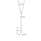 Y-Halskette Perle 45 + 5 cm Silber rhodiniert