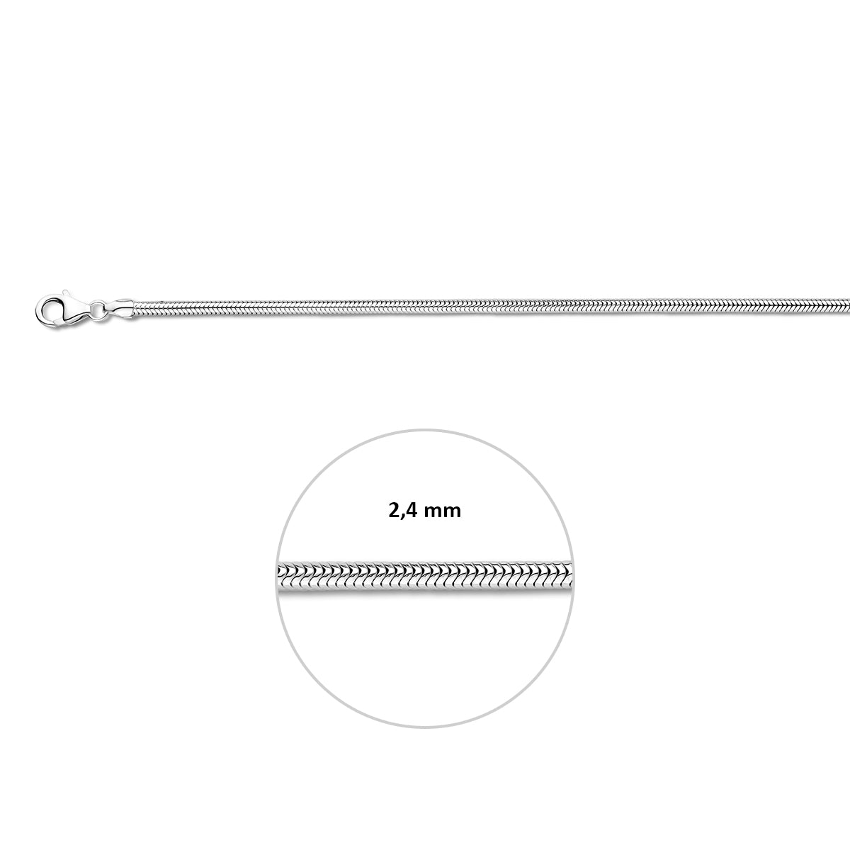slang rond 2,4 mm zilver wit