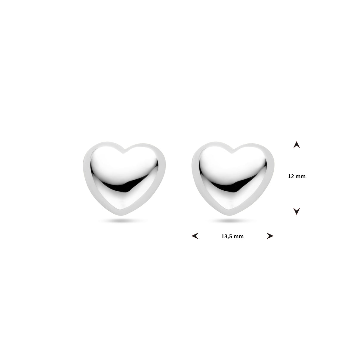 Ohrstecker Herz 12 mm Silber rhodiniert
