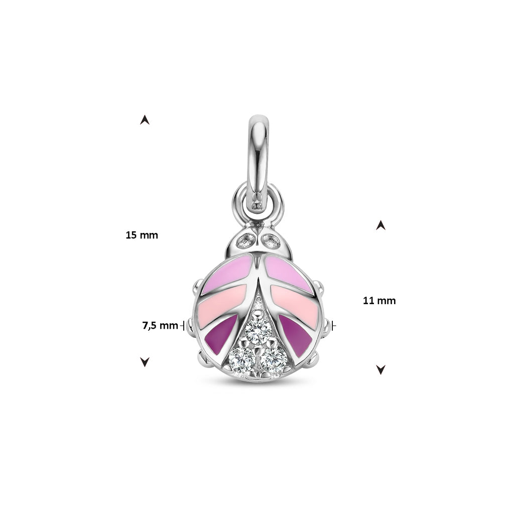 Anhänger Marienkäfer Zirkonia Emaille rhodiniertes Silber