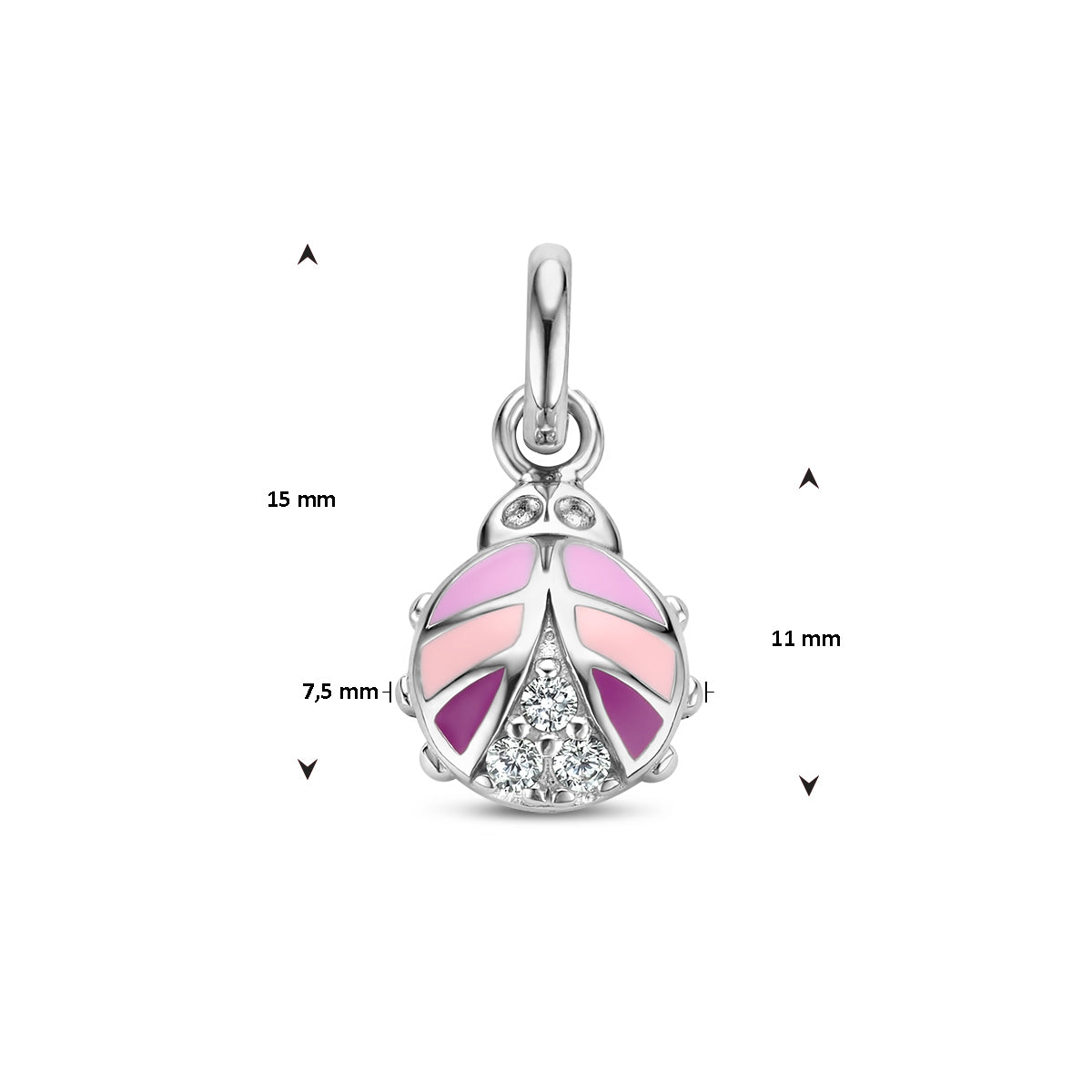 Anhänger Marienkäfer Zirkonia Emaille rhodiniertes Silber