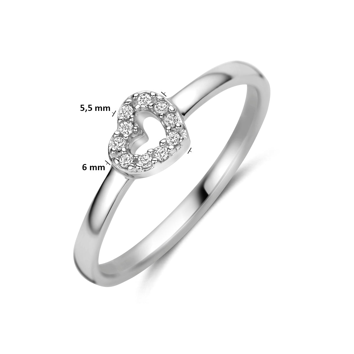 ring hartje zirkonia zilver gerhodineerd