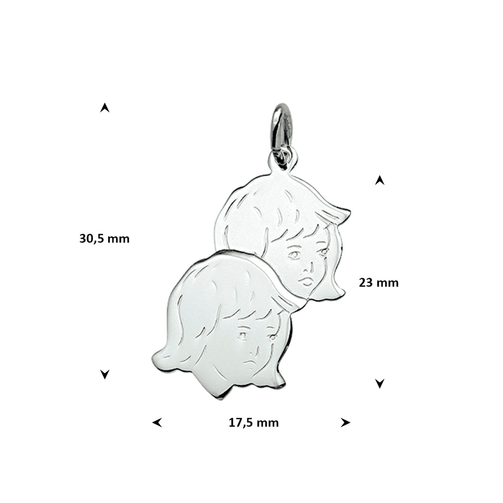 Anhänger Kinderköpfe 23 mm Silber weiß