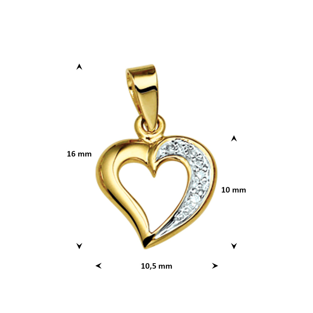 hanger hart diamant 0.018 ct. 14K geelgoud