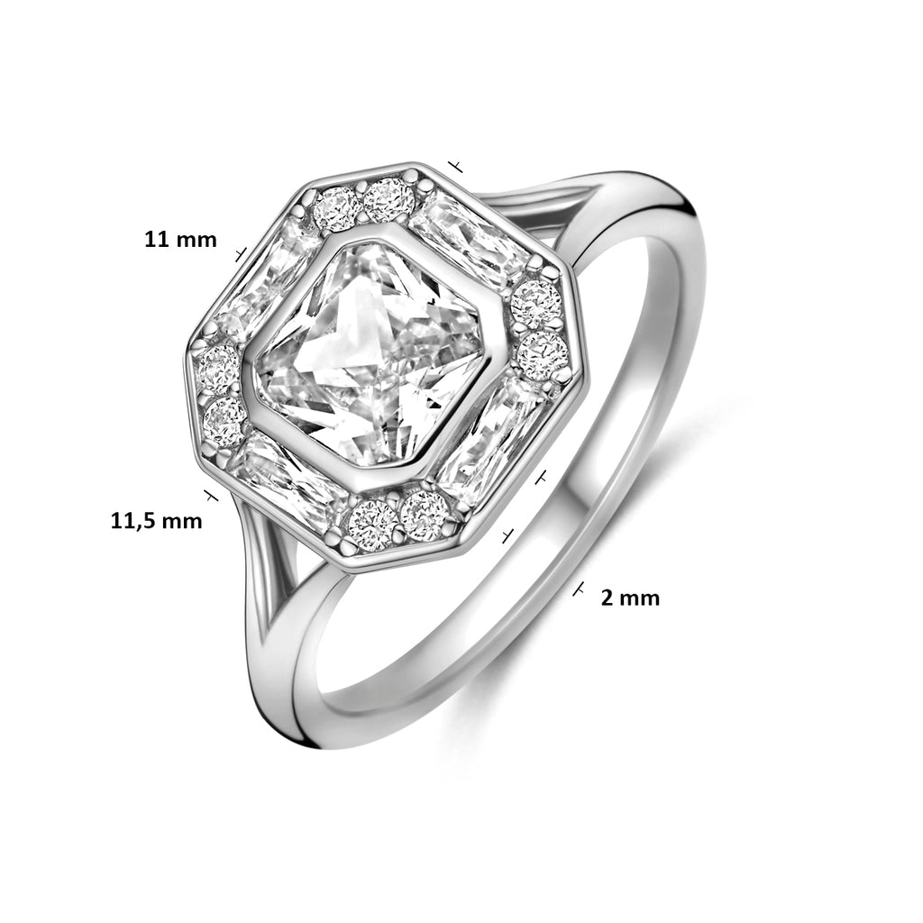 ring zirkonia zilver gerhodineerd
