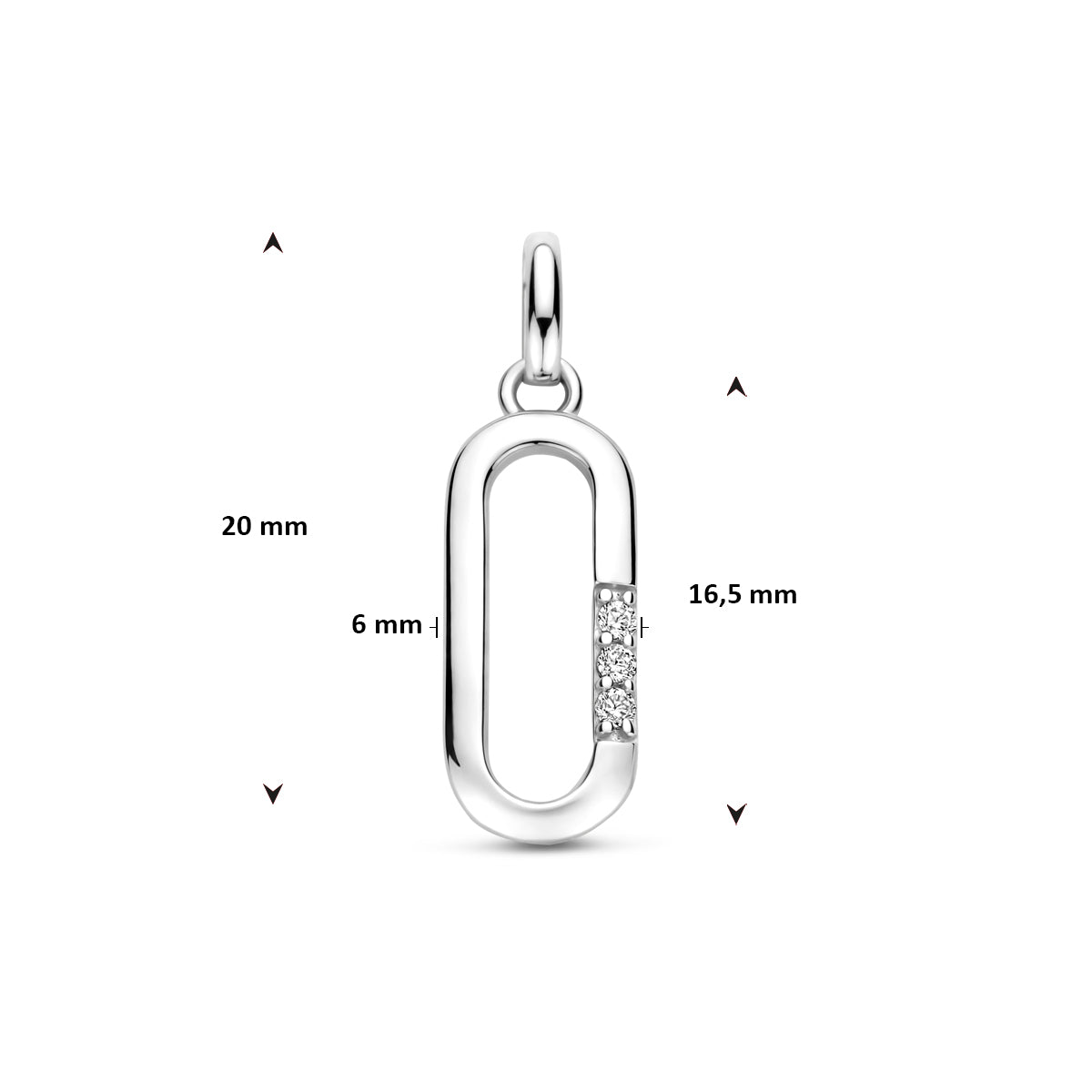 hanger zirkonia 20 mm zilver gerhodineerd