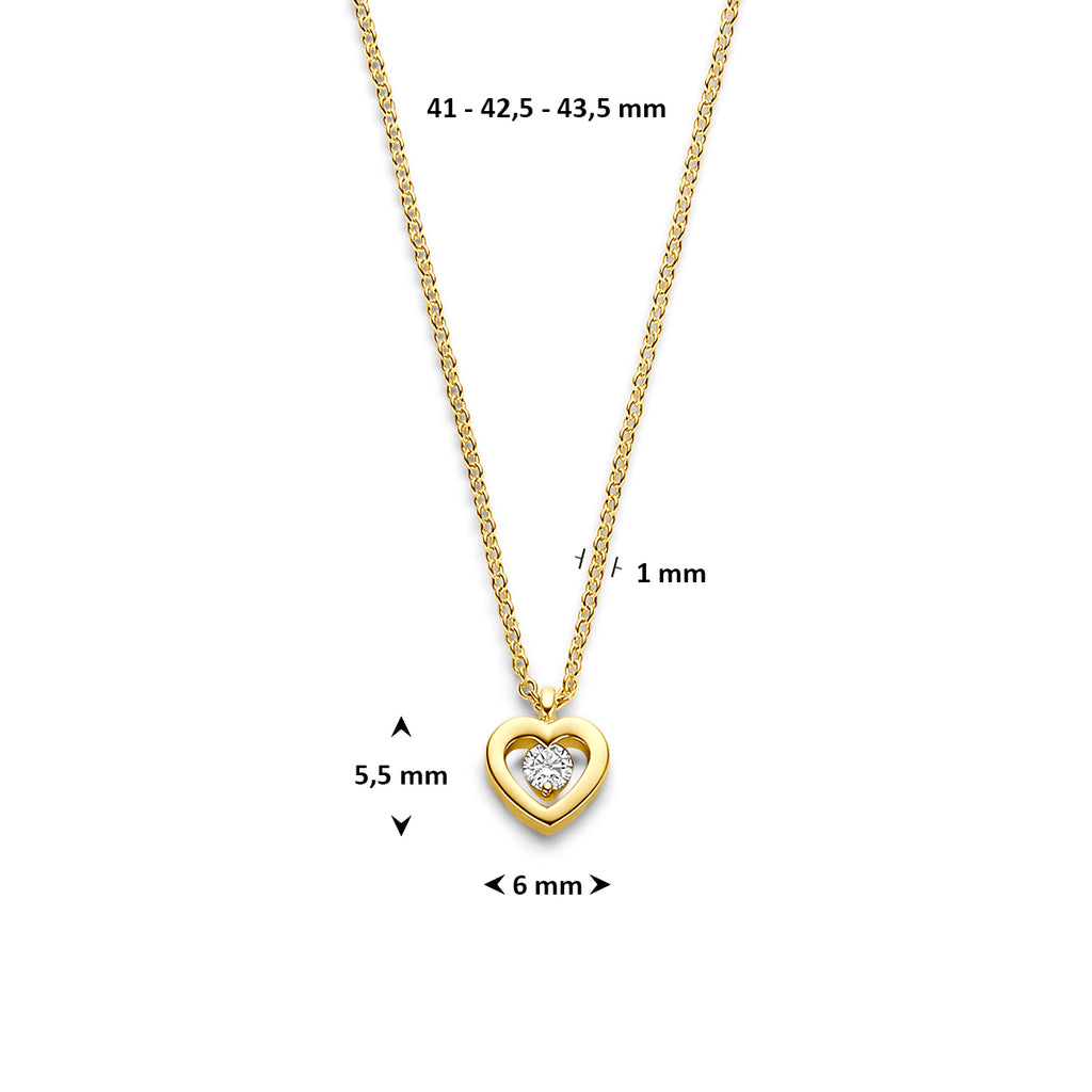 collier hartje diamant 0.05ct h si 41 - 42,5 - 43,5 cm 14K geelgoud